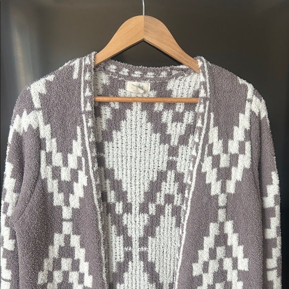 KAISLEY Anthropologie Womens Long Open Gray White Cozy Cardigan Size L - Picture 3 of 10